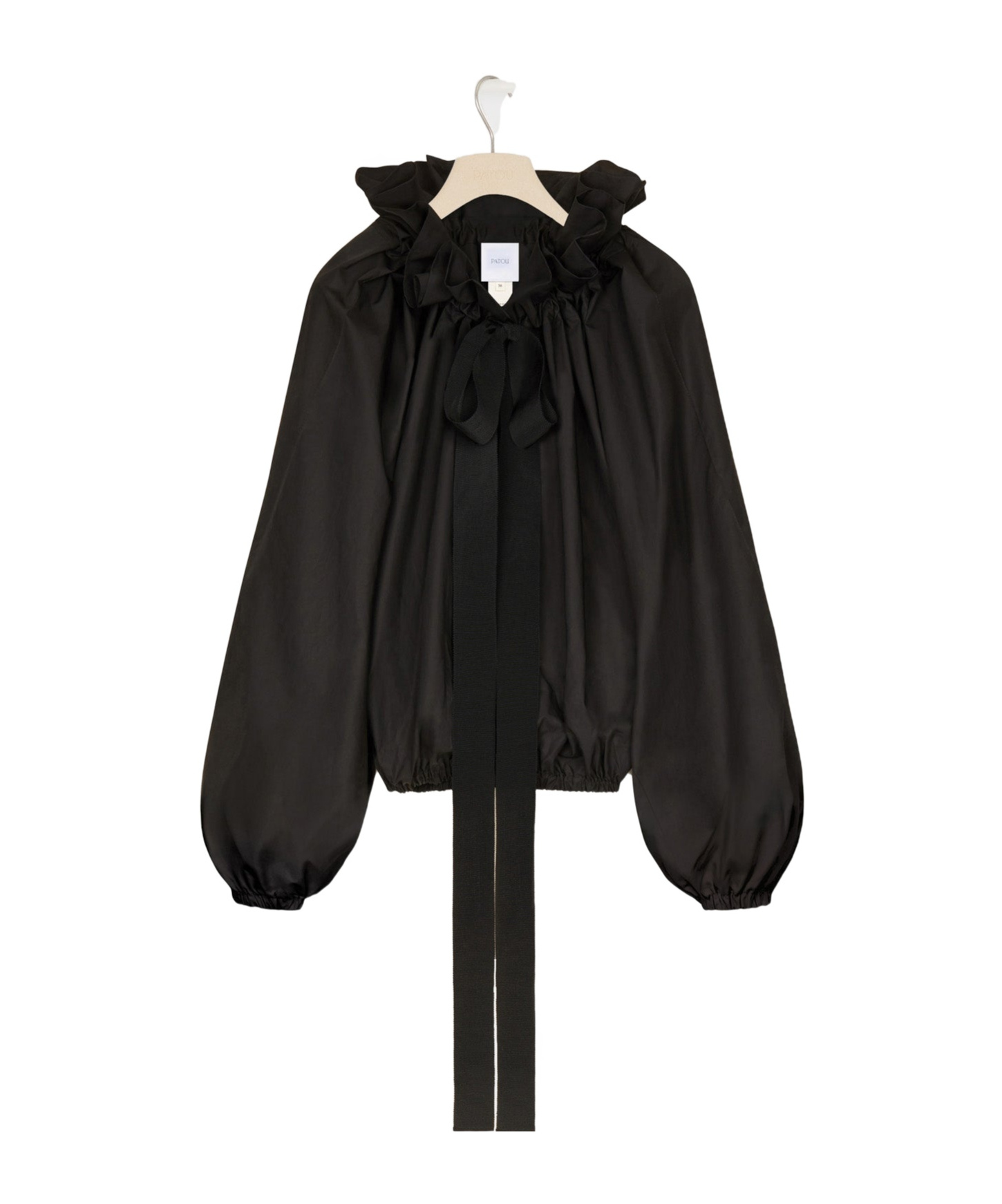 Patou Drawstring Collar Blouse In Black