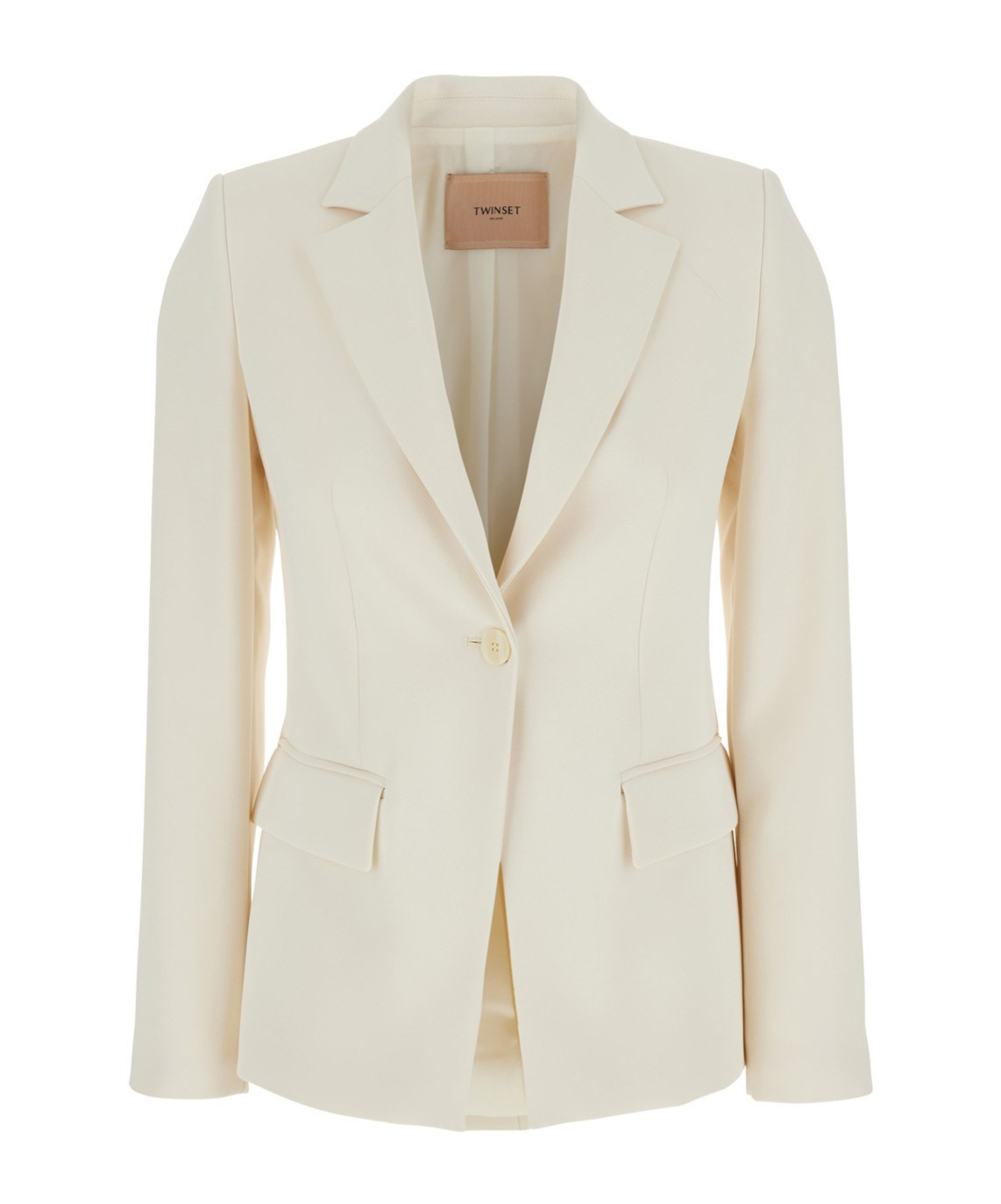 Twinset White Single-breasted Jacket With Notched Revers And Dropped Shoulders In White