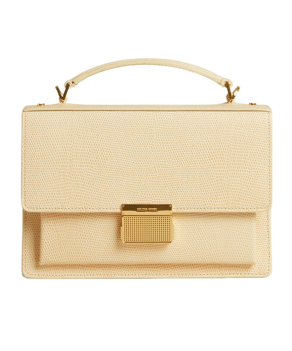 GOLDEN GOOSE VENEZIA BAG IN BEIGE PYTHON-PRINT LEATHER WITH GOLD DETAILS 