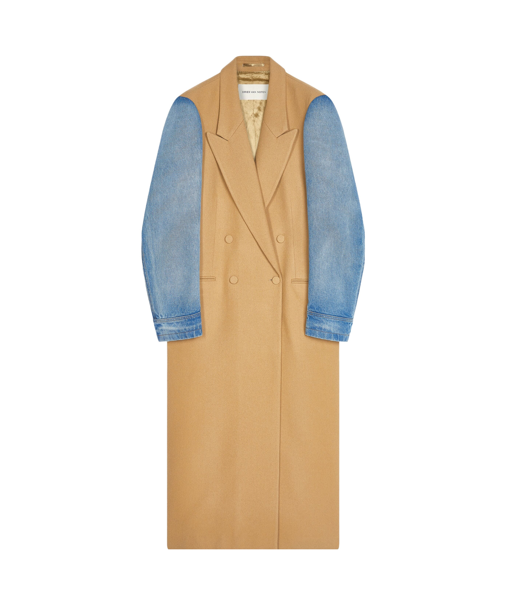 Dries Van Noten Double-breasted Wool Coat In Nude