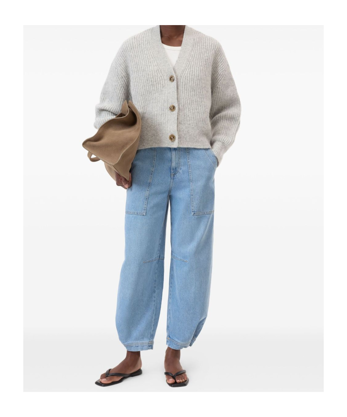 Closed Wool Blend V-necked Cardigan In White