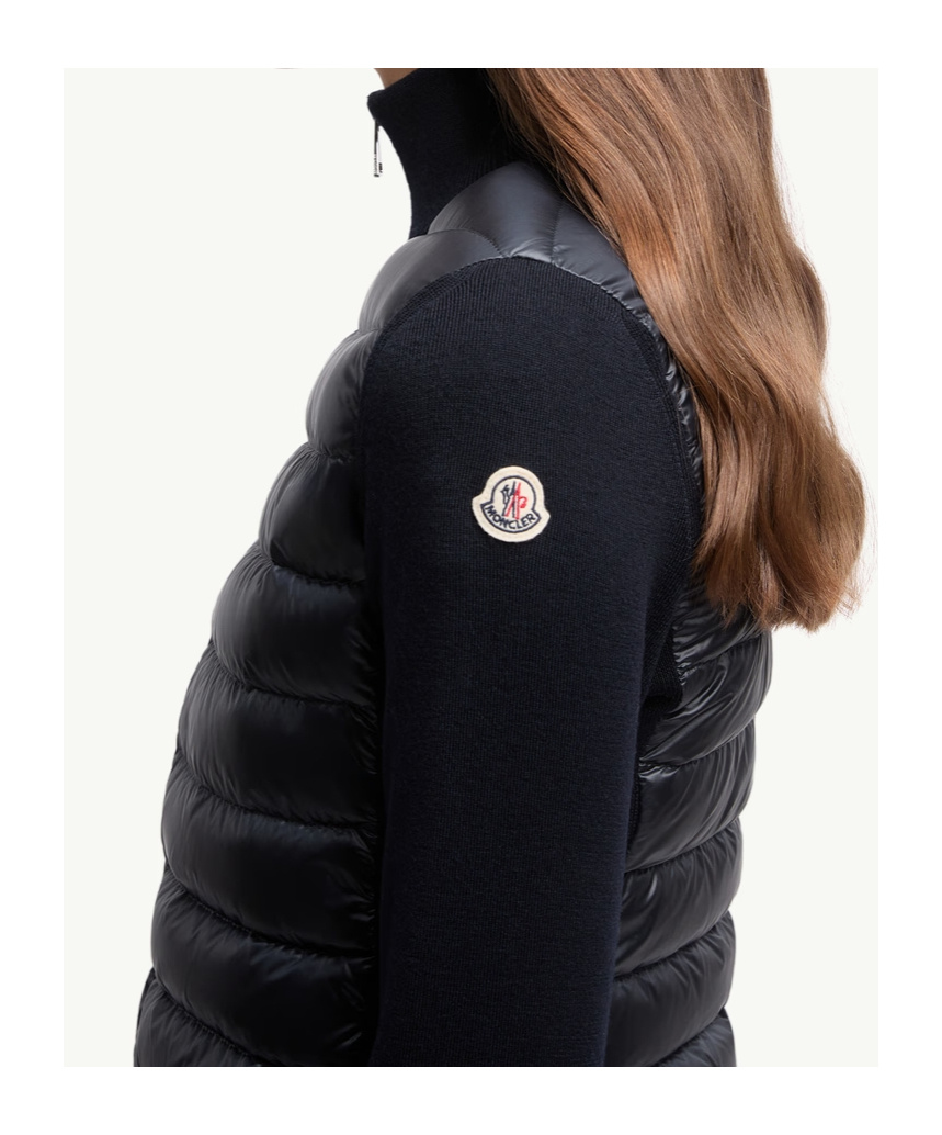 Moncler Women Nylon Down Jacket With Virgin Wool Inserts In Black