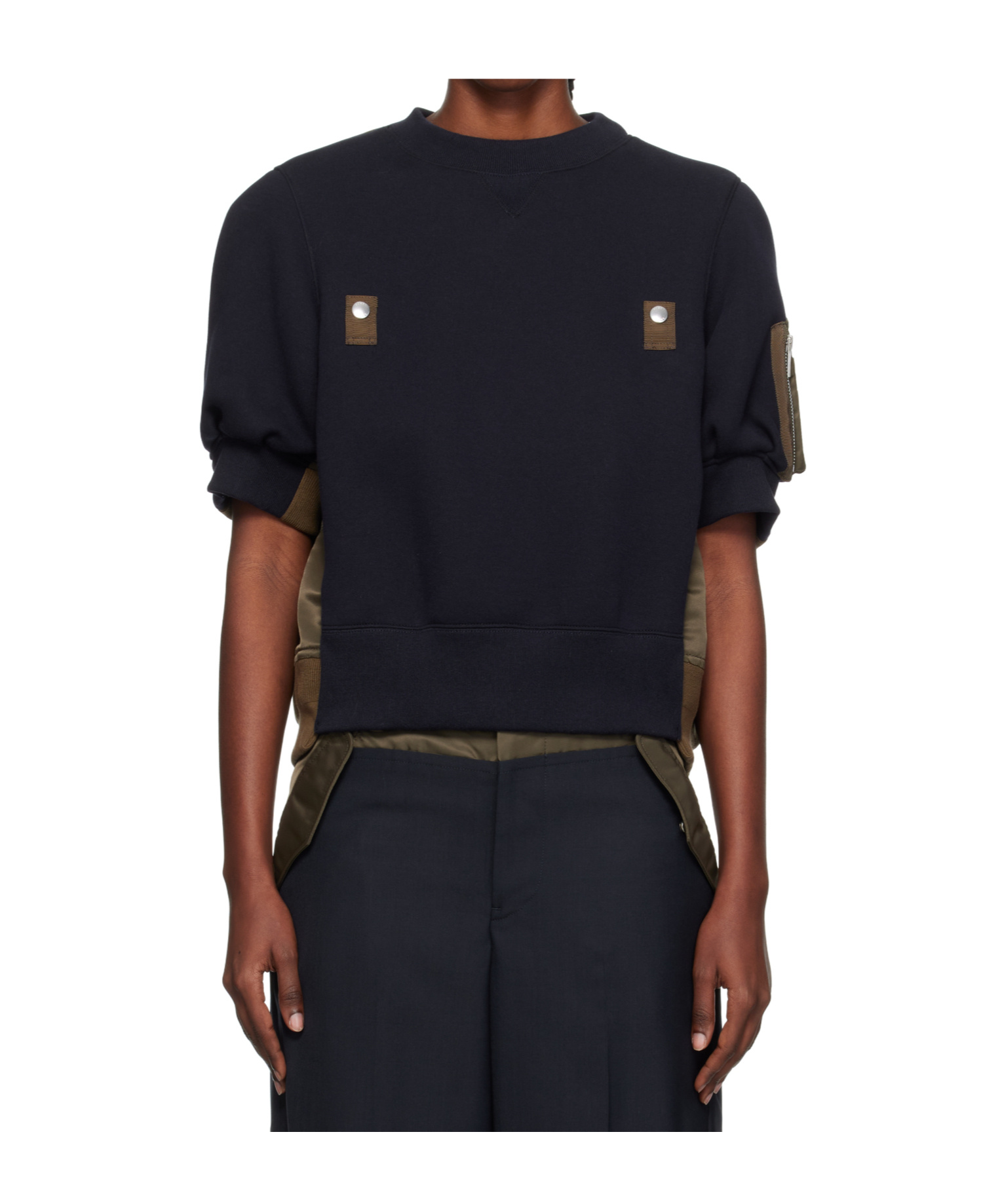 Sacai Sponge X Nylon Twill Sweatshirt In Black