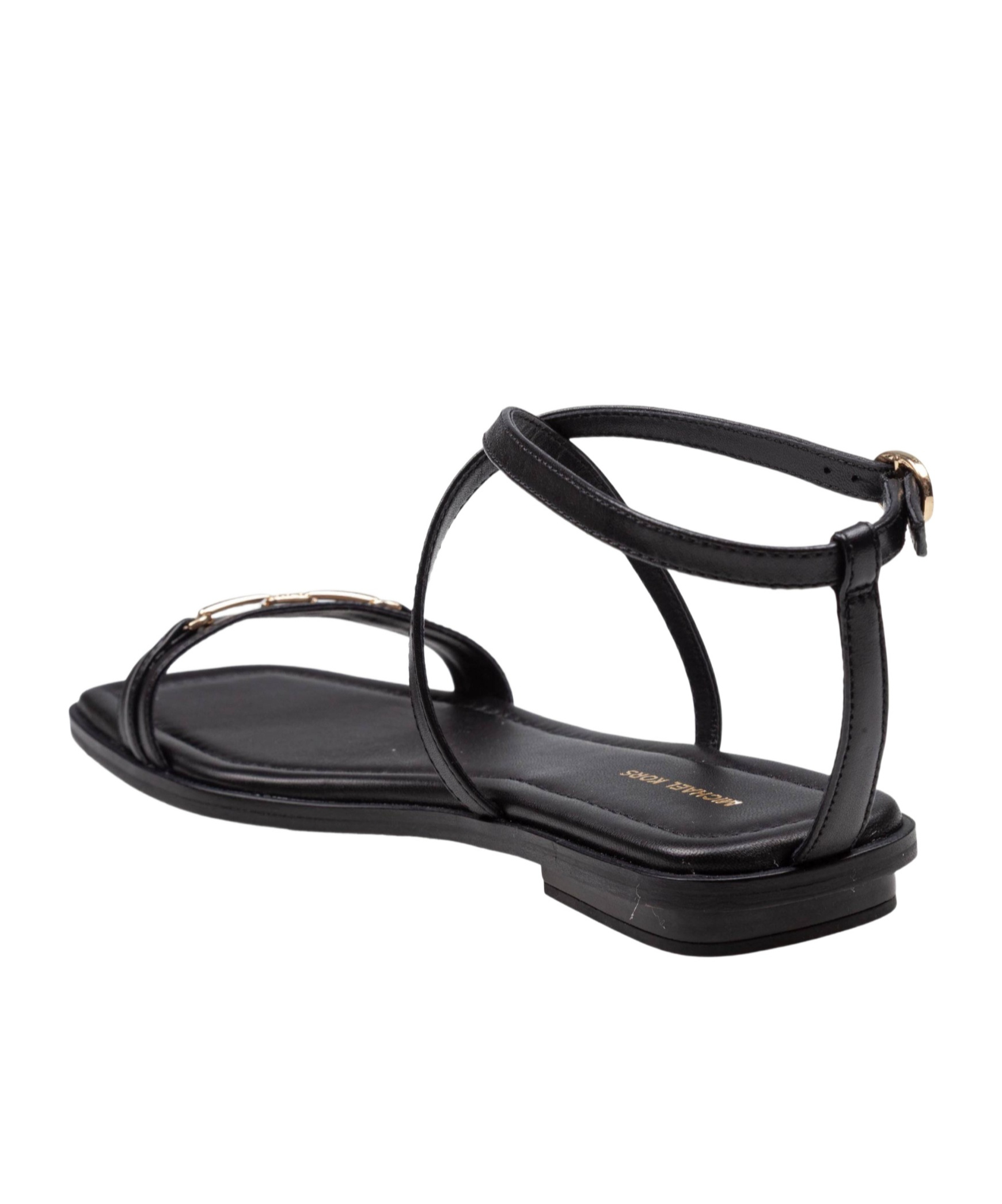 Michael Kors Sandal Lena Flat In Black Leather In Black