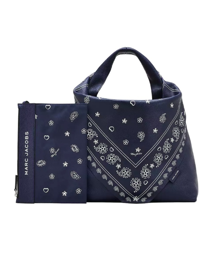 Marc Jacobs The Bandana Print Leather Sack Bag In Blue