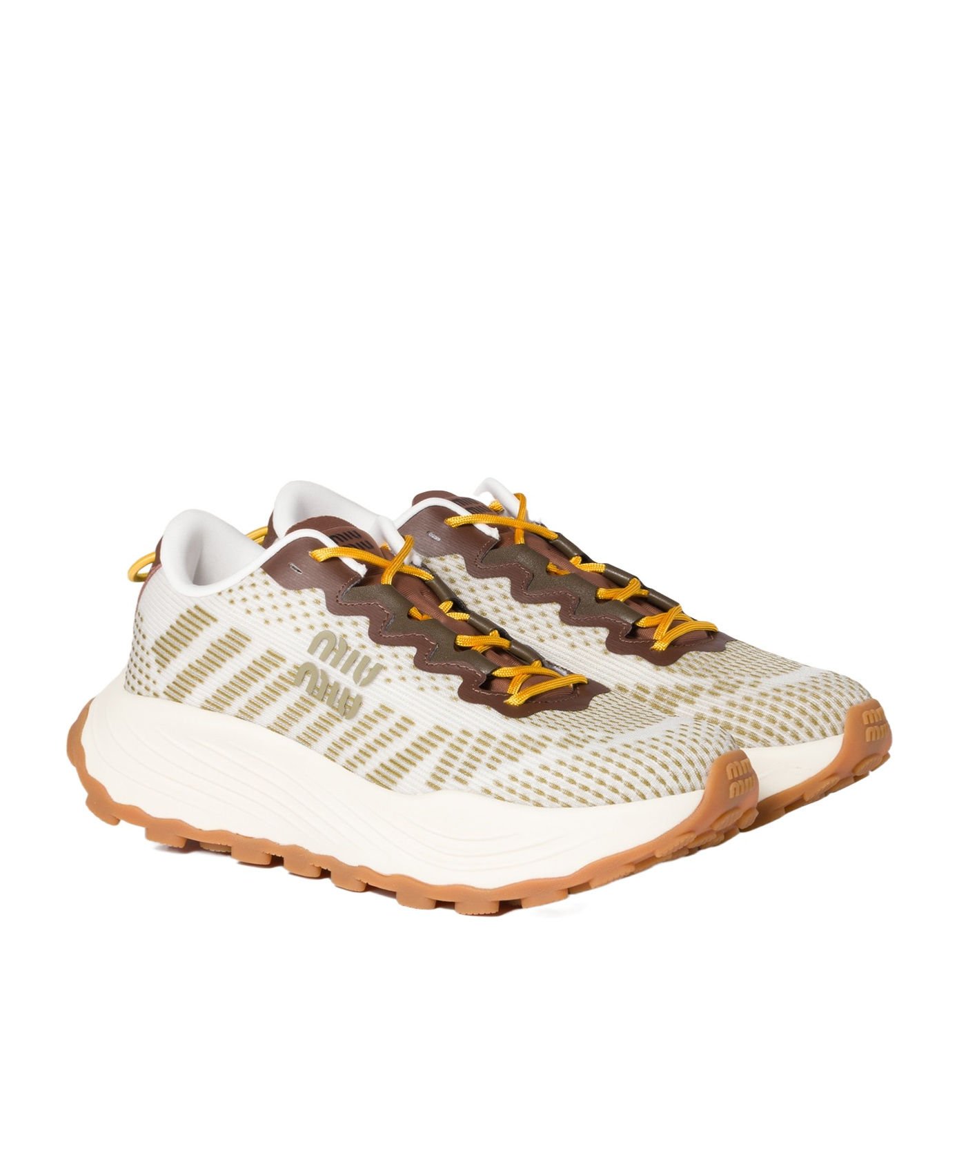 Miu Miu Technical Fabric Sneakers In White