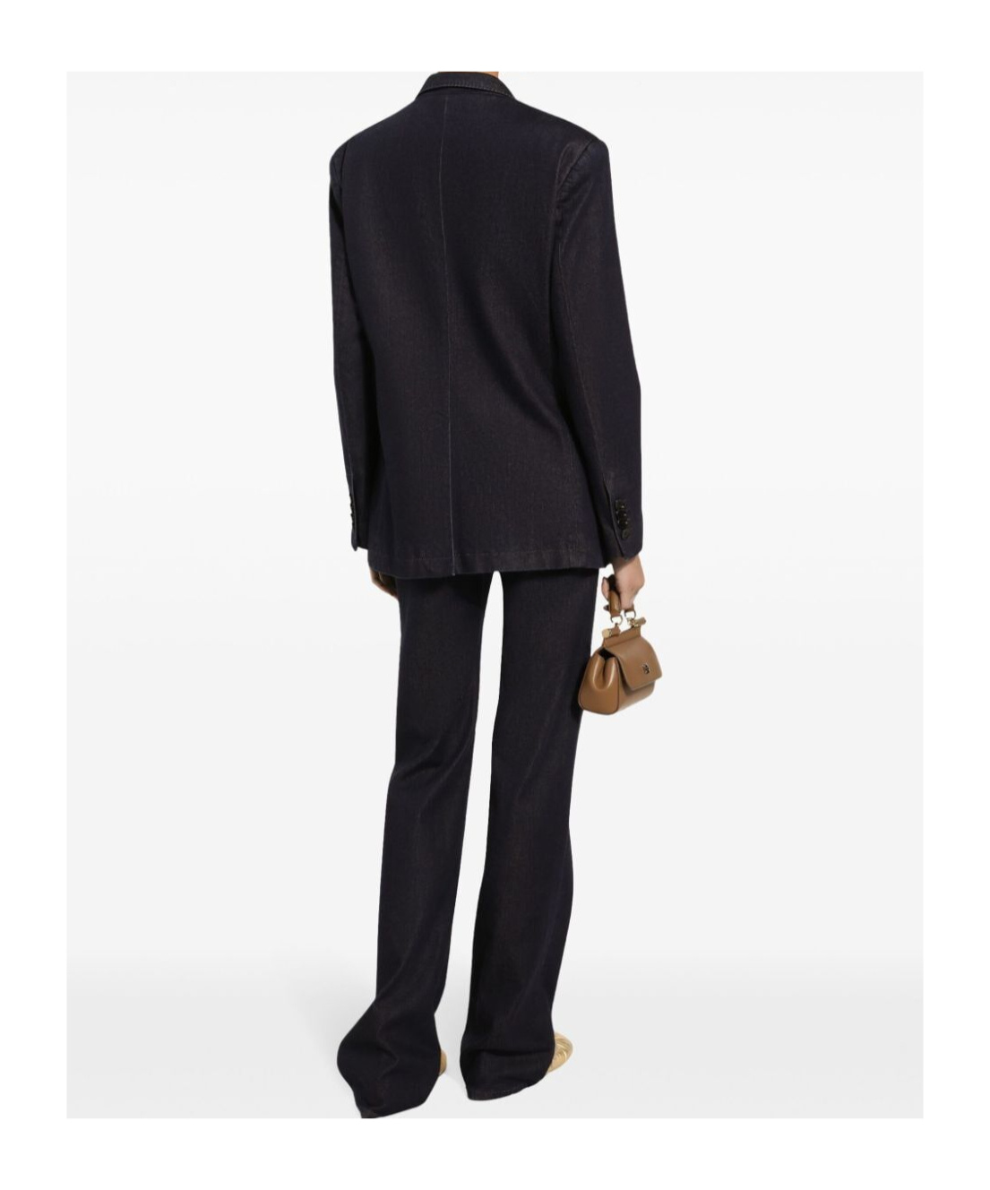 Dolce & Gabbana Double-breasted Silk And Cotton Denim Taormina-fit Jacket In Black