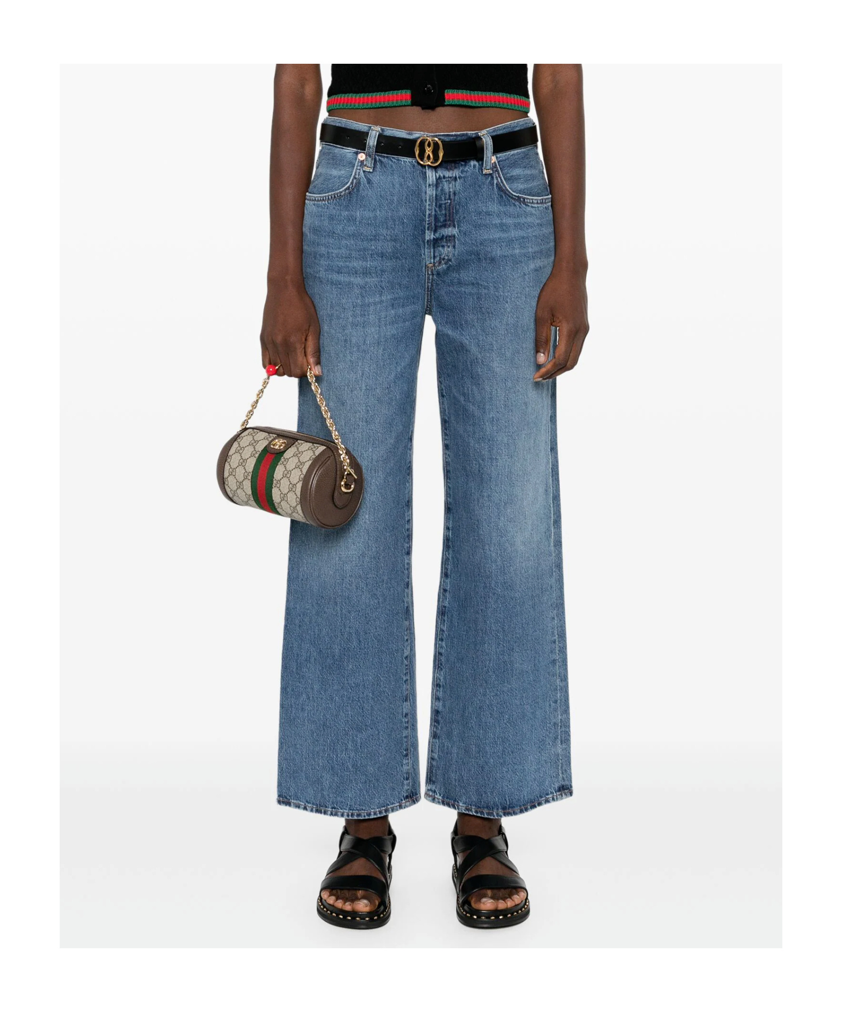 Citizens Of Humanity Demy Ultra High-rise Cropped Flare Jeans In Blue