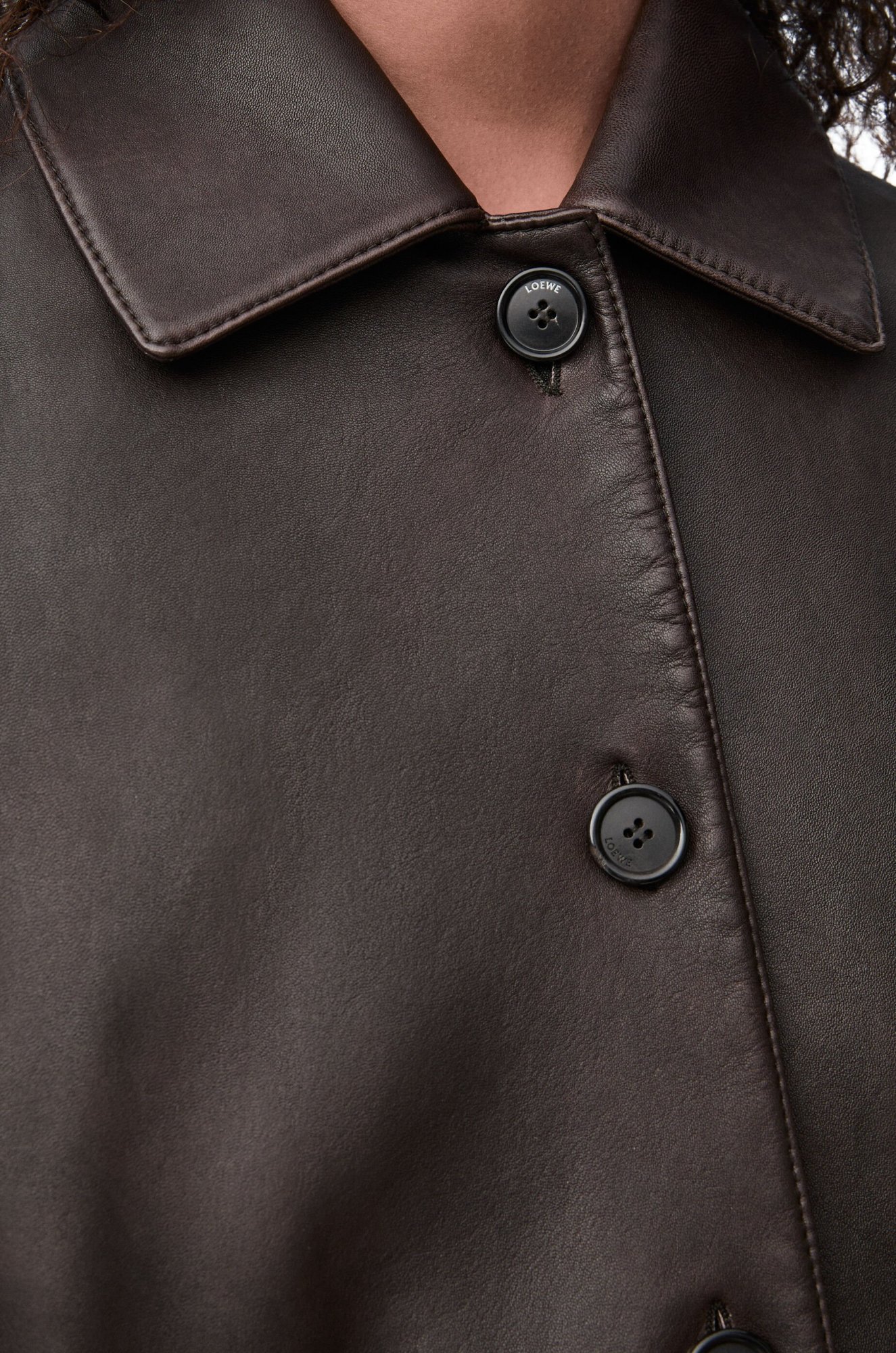 Loewe Turn-up Jacket In Nappa Lambskin In Brown