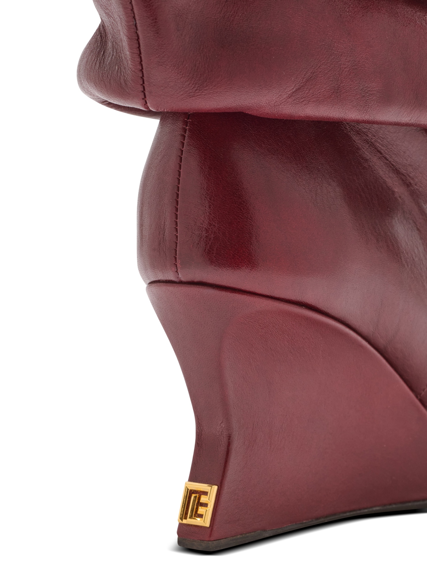 Balmain Wedge Ankle Boots In Burgundy