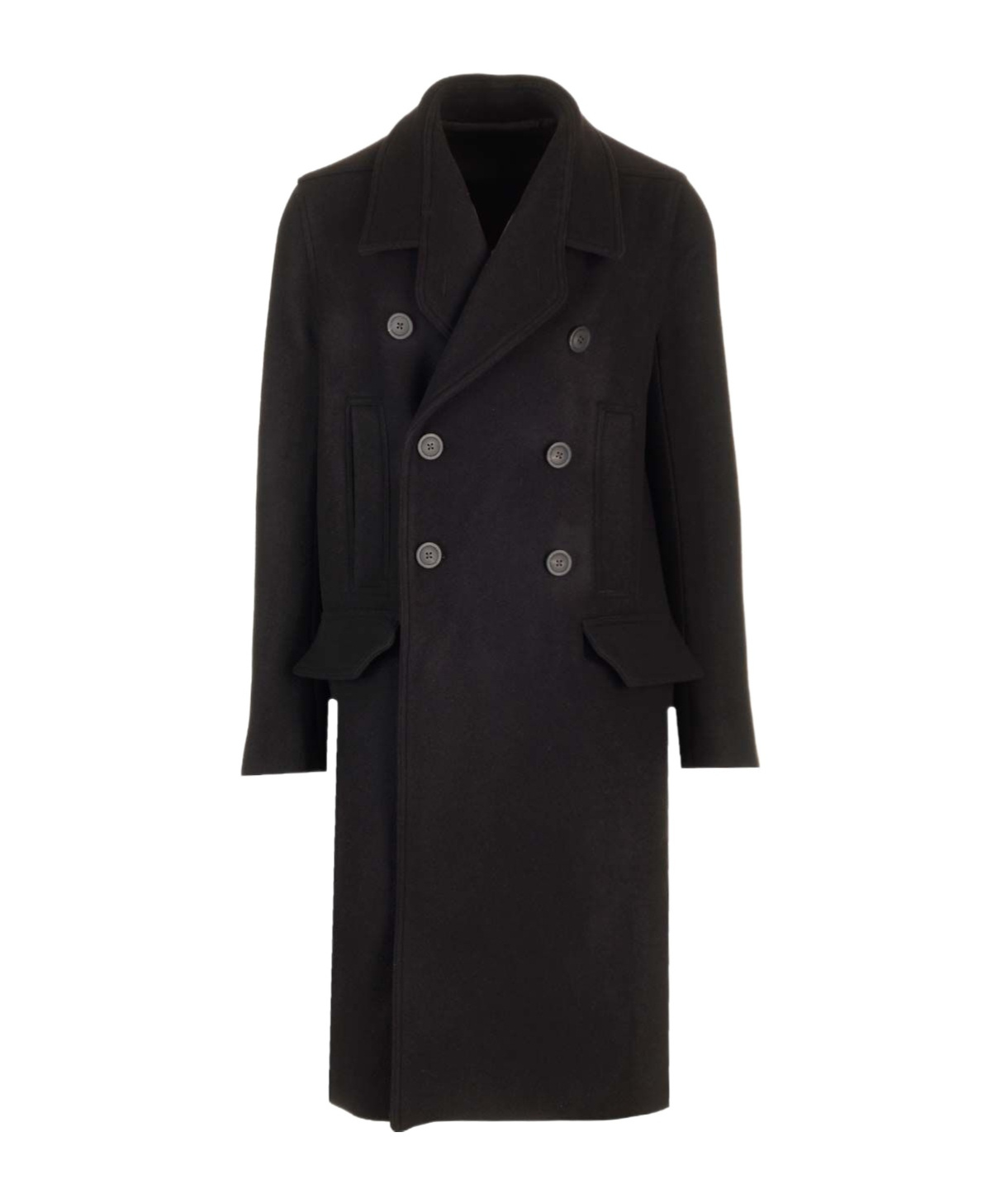 Rick Owens Officer Coat Structured Wide Lapels In Black