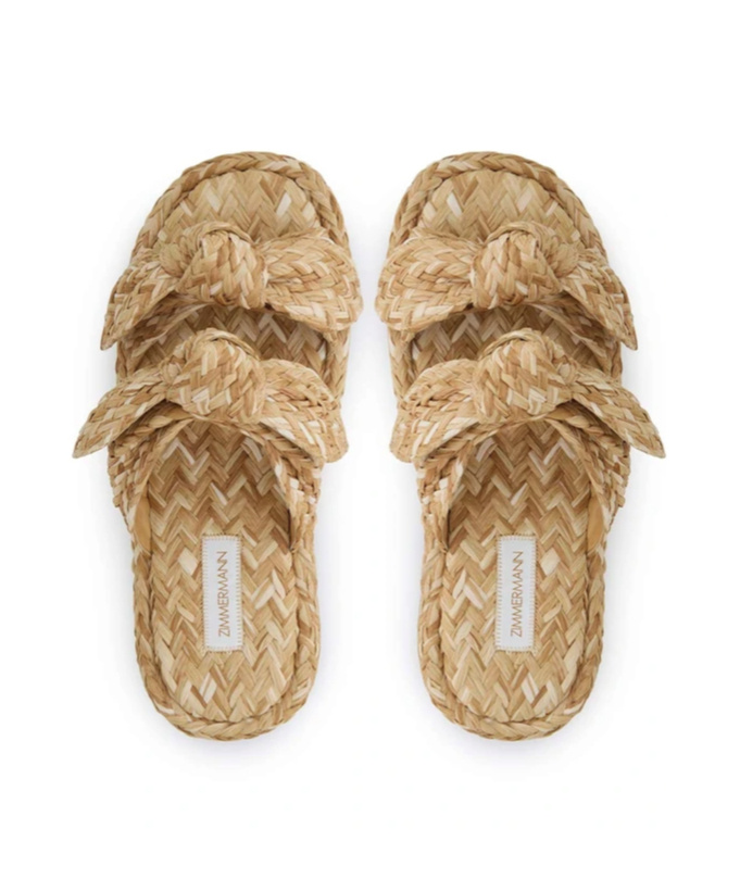 Zimmermann Carousel Flat Sandals Open Toe Braid In Brown