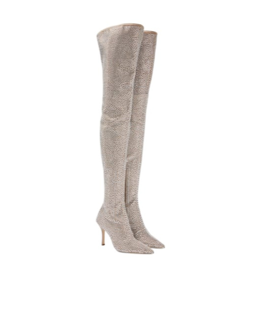 Paris Texas Embellished Over-the-knee Boots In Nude