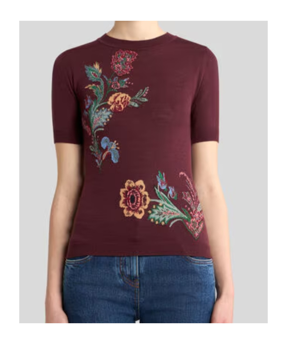 Etro Wool-blend Jacquard Sweater In Brown