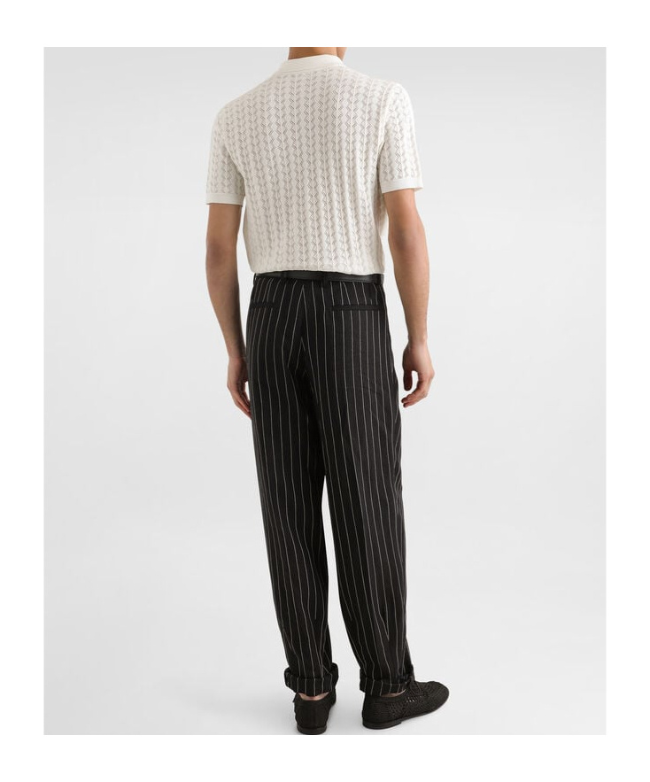 DOLCE & GABBANA DOLCE  GABBANA SHORT-SLEEVED OPENWORK KNITTED SHIRT