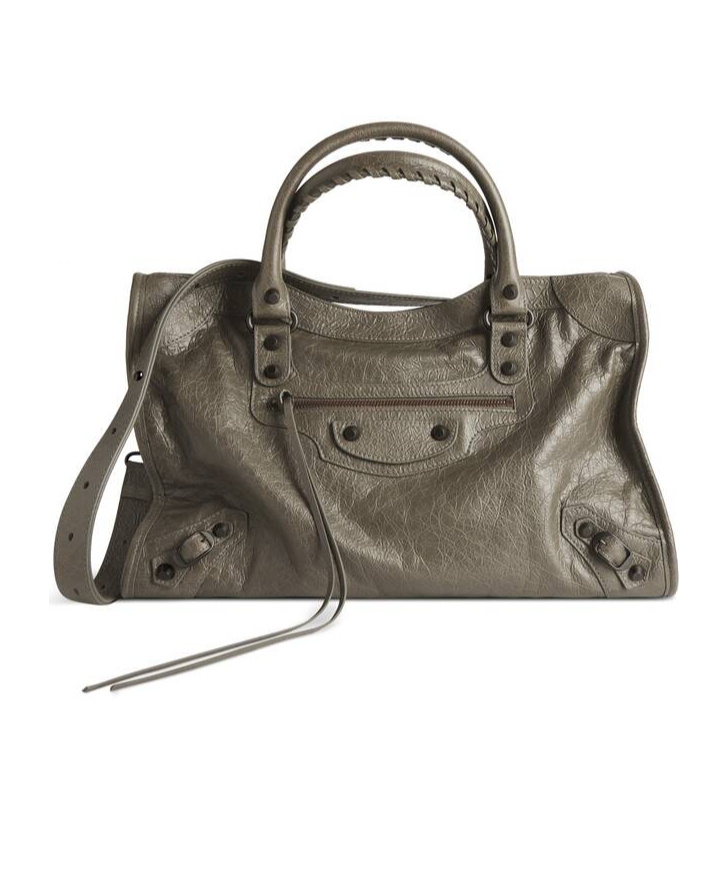 Balenciaga City Medium Leather Handbag In Green