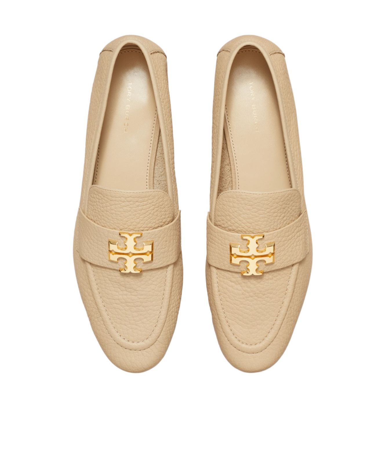 Tory Burch Double T-plaque Leather Loafers In Nude