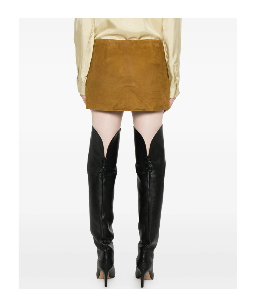 Khaite Jett Suede Mini Skirt In Brown