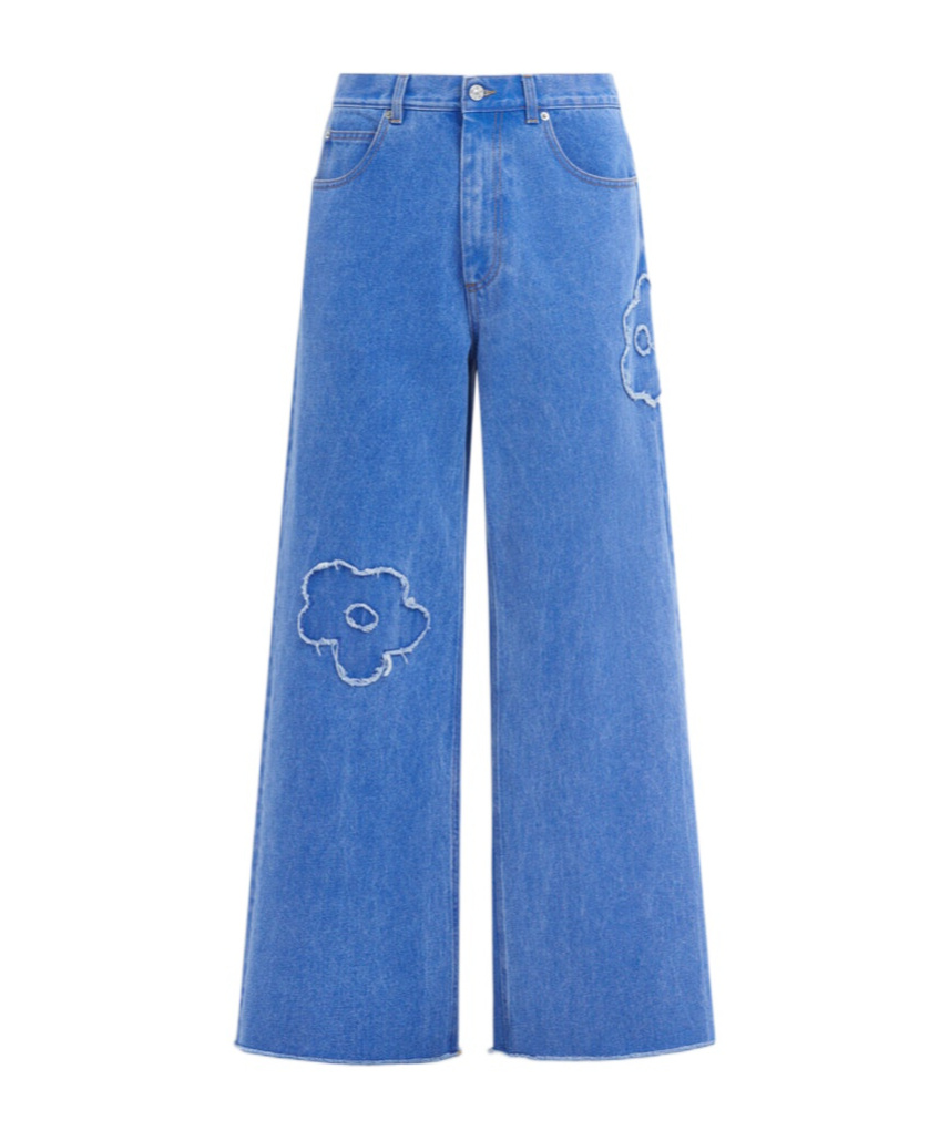 Shop Marni Mid Rise Blue Jeans With Patch Detail