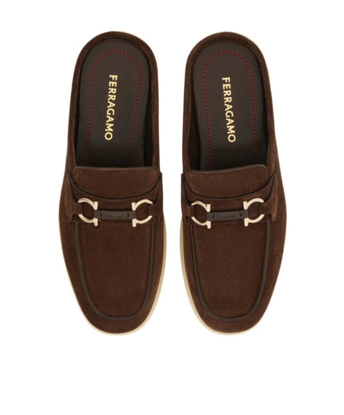 Ferragamo Gancini Buckle Loafer Mule In Brown