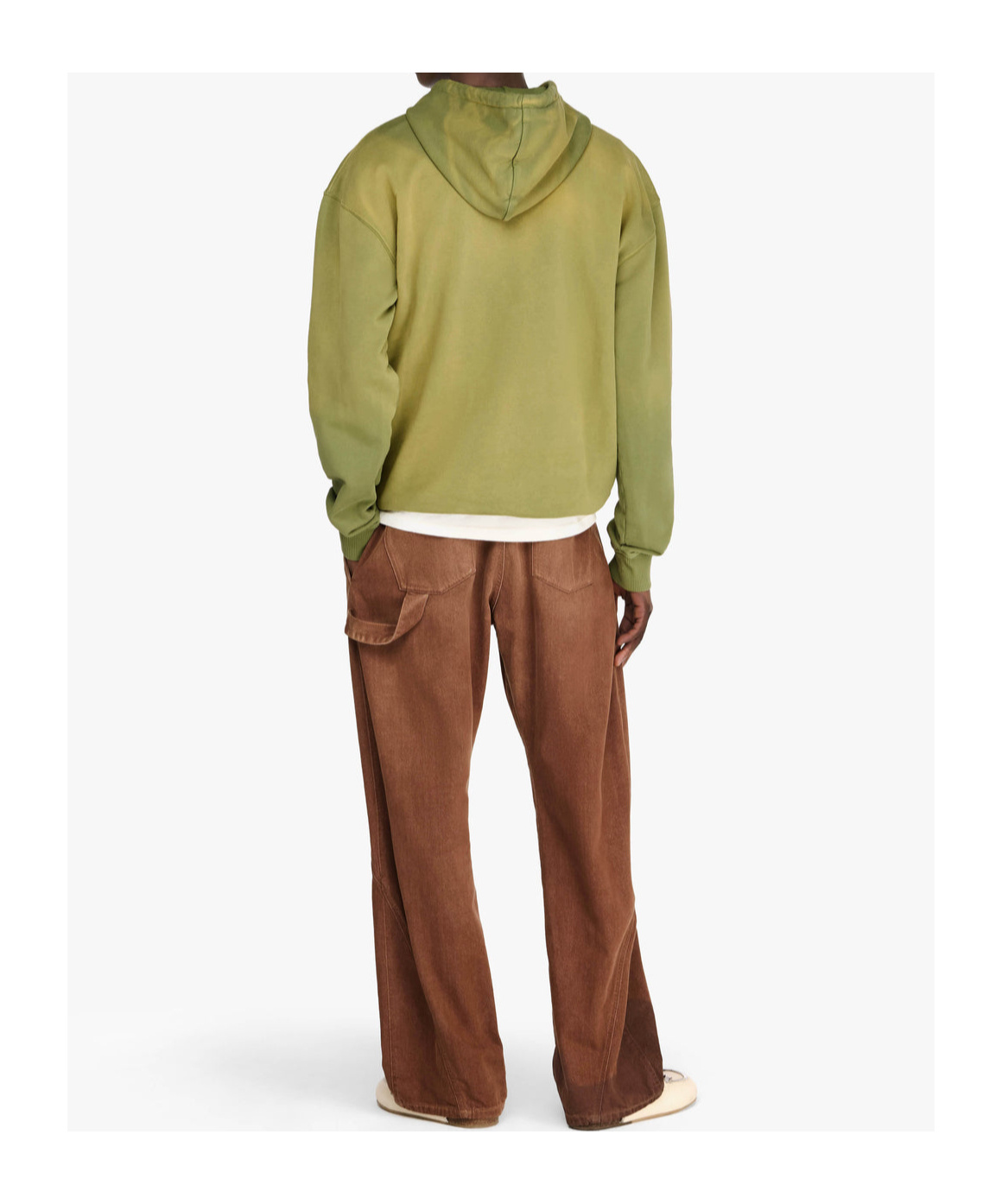 Jw Anderson Aged Logo Hoodie Featuring Drawstring Hood In Green