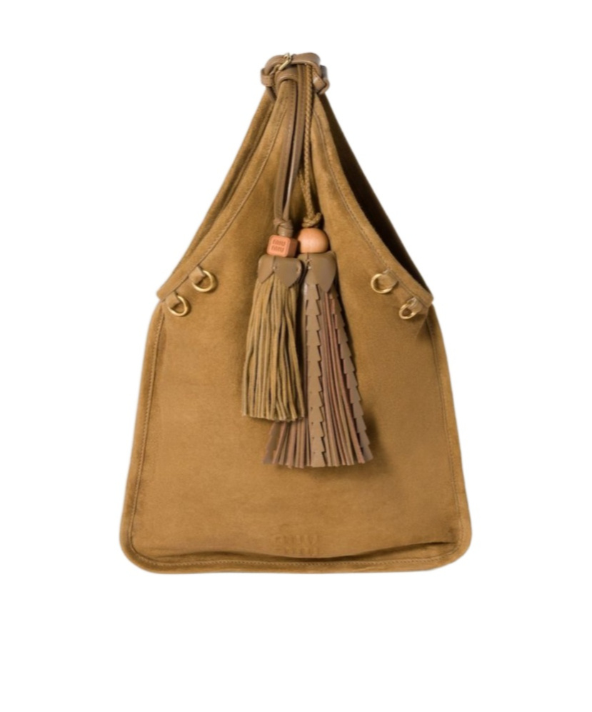 Miu Miu Tassel-detail Shoulder Bag In Brown