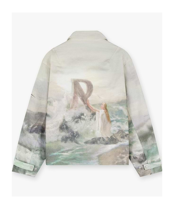 Represent Mens Multi Higher Truth Branded-print Denim Jacket In Gray