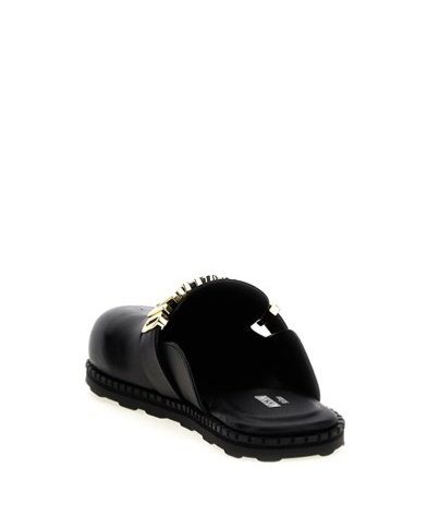 Moschino Round Head Muller Shoes In Black