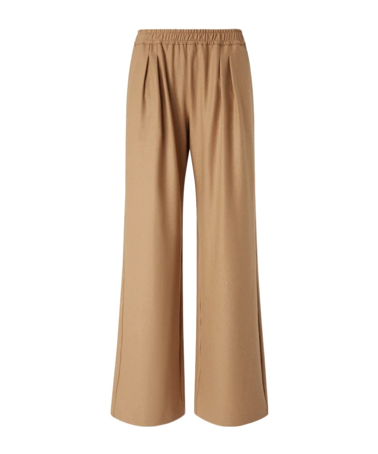 Pinko Long Wide-leg Wool-blend Trousers In Brown
