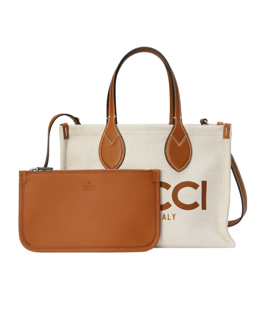 Gucci Shopper Aus Canvas Mit Logo-print In White