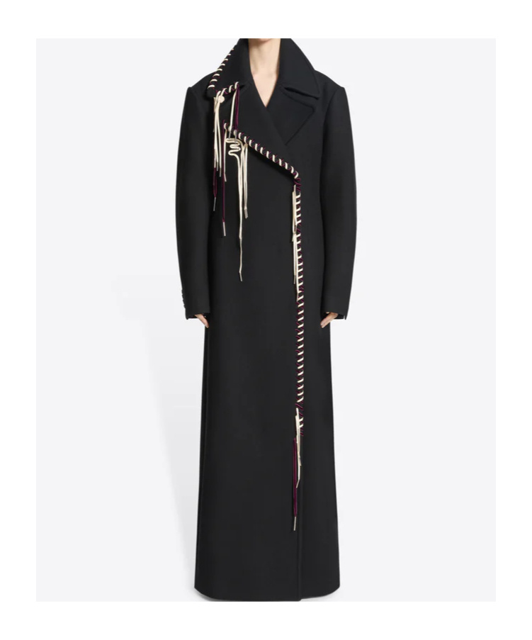 Dries Van Noten Embellished Wool Coat In Black
