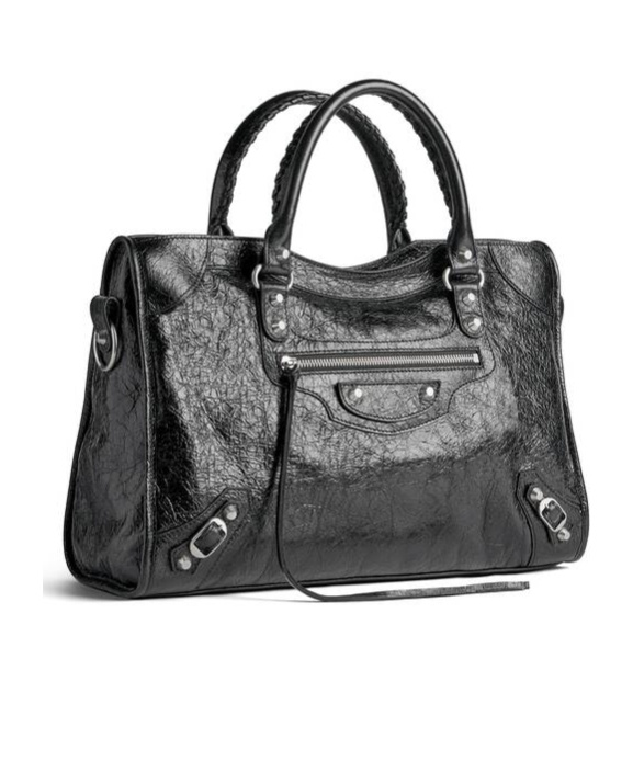 Balenciaga Le City Medium Textured-leather Tote In Black