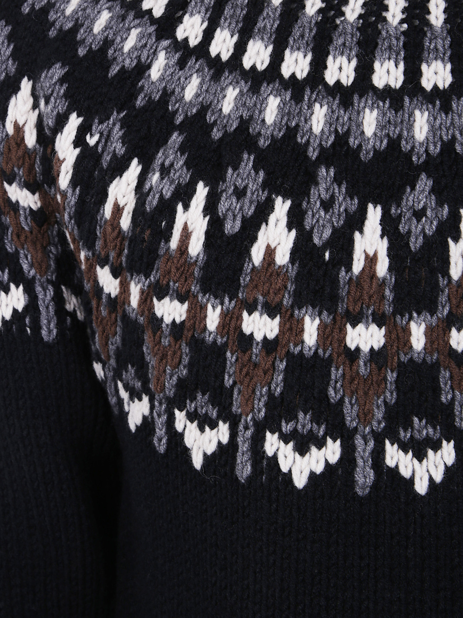 Dondup Turtle Neck Sweater With Fair Isle Pattern In Black