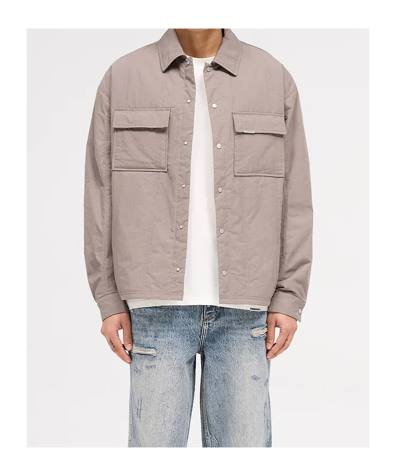 Represent Quilted Overshirt In Gray