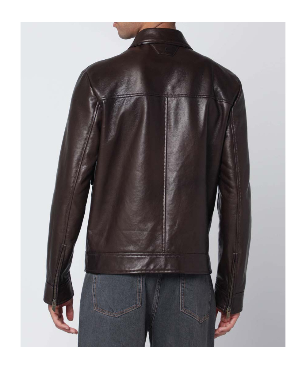 Salvatore Santoro Long-sleeved Zip-up Leather Jacket In Brown