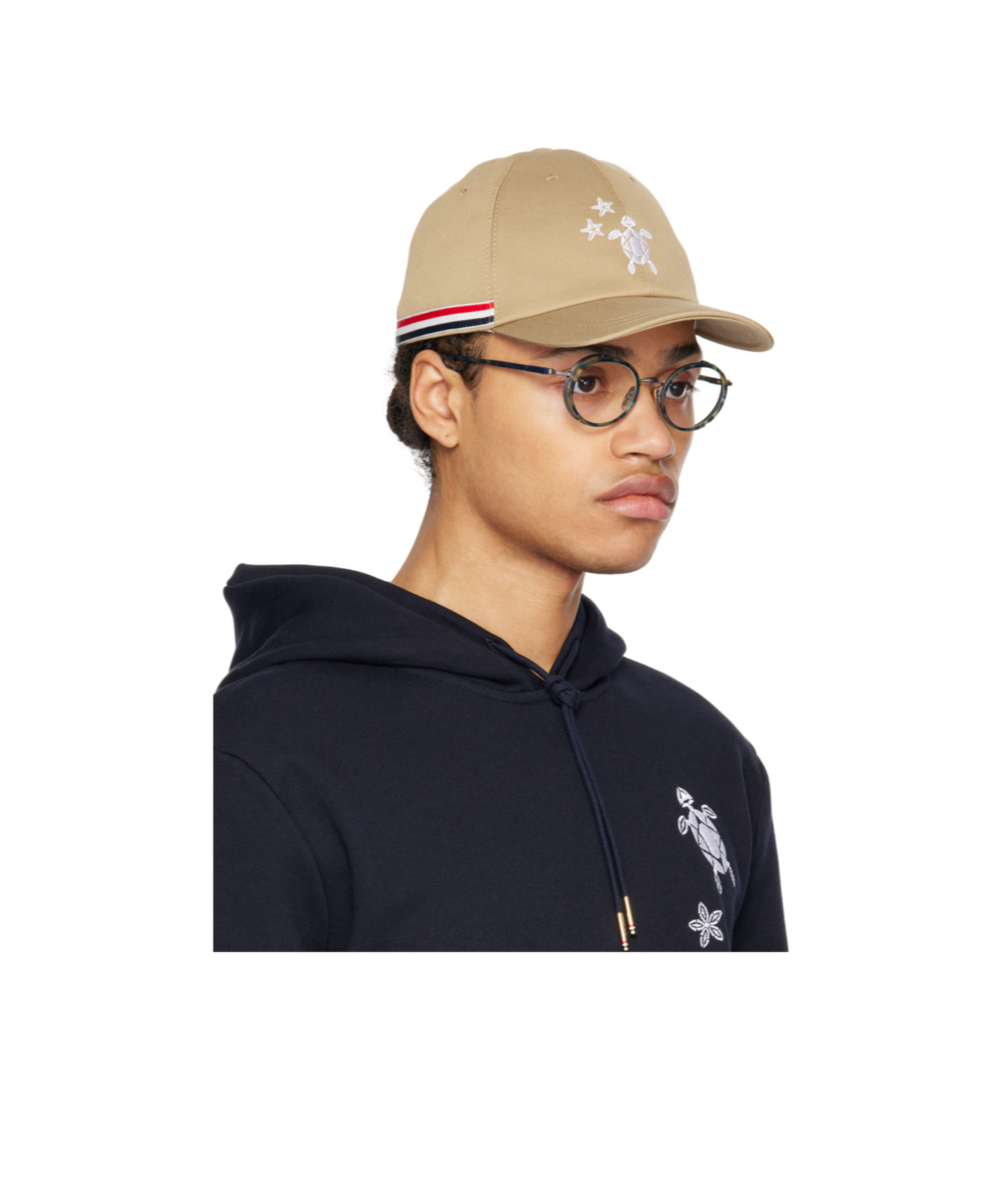 THOM BROWNE EMBROIDERED-TURTLE COTTON CAP