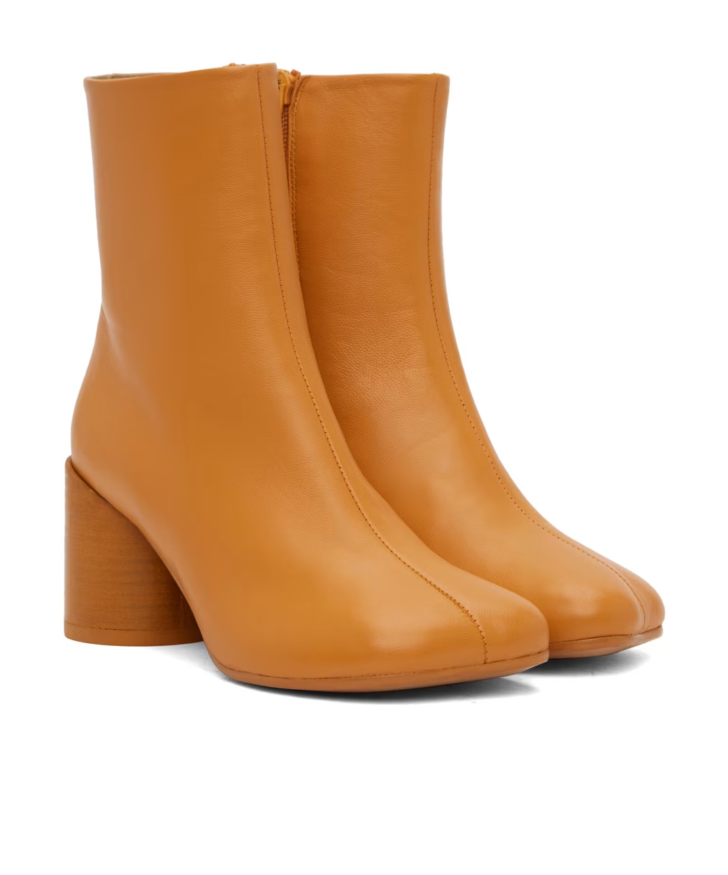 Mm6 Maison Margiela Anatomic Leather Zip Booties In Orange