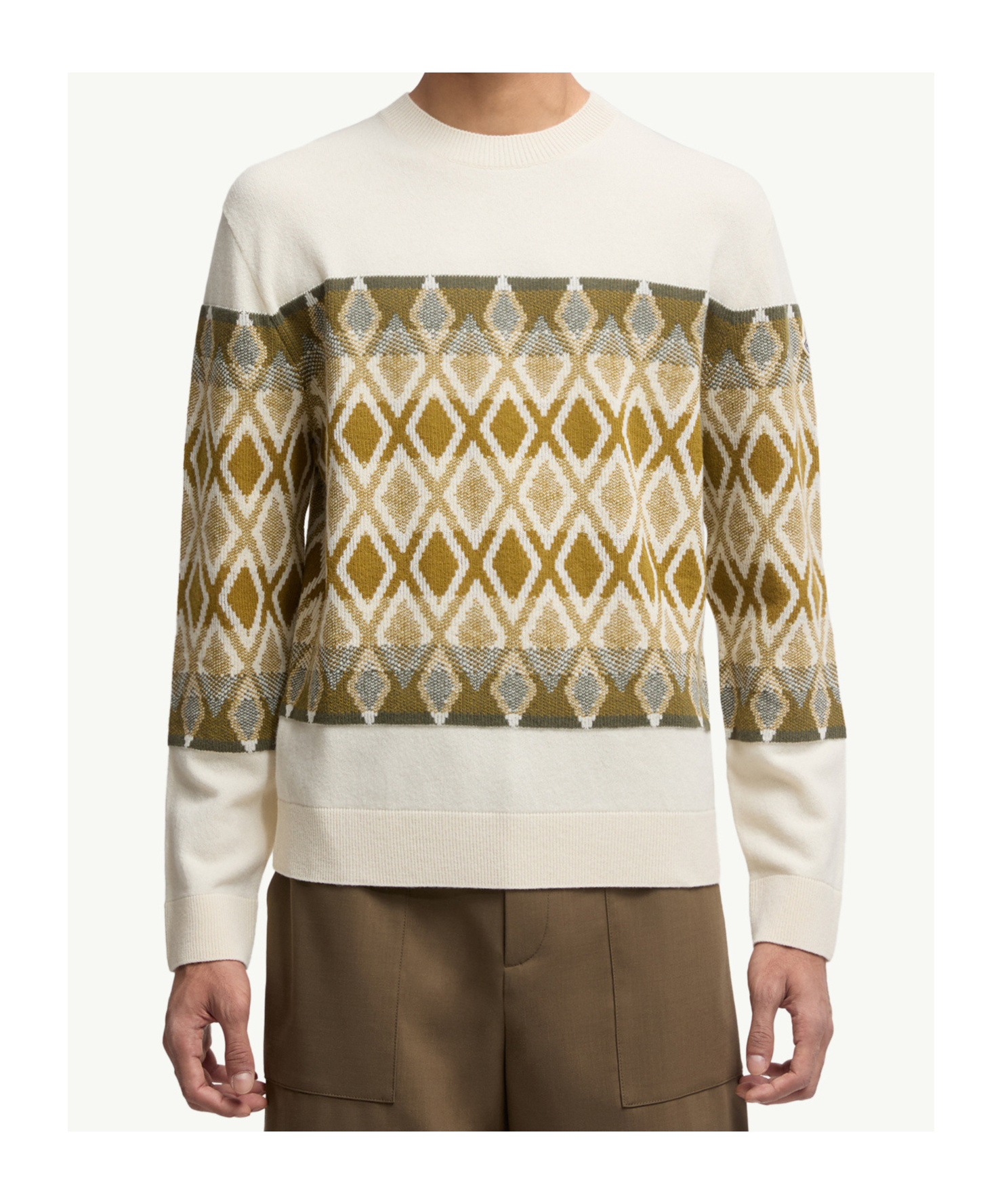 Moncler Fair Isle Virgin Wool Sweater In Neutral