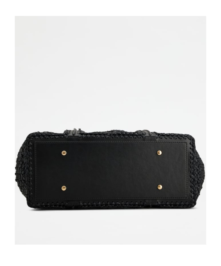 Tod's Medium Rafite Leather Shopping Bag In Black