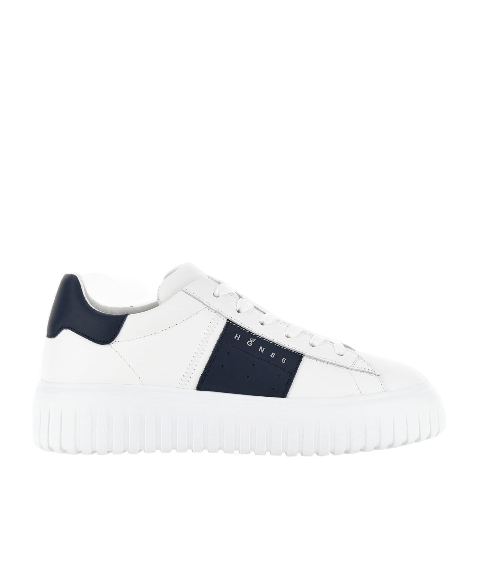 Hogan Round-toe Lace-up Sneakers In White