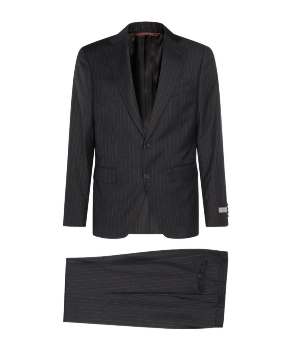 Canali Pinstripe Wool Suit In Black
