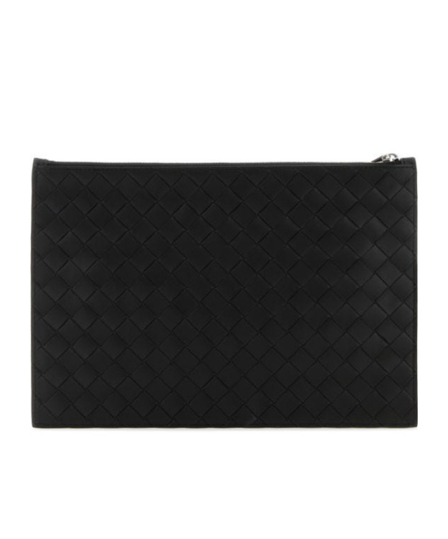 Bottega Veneta Medium Intreciato Clutch In Black