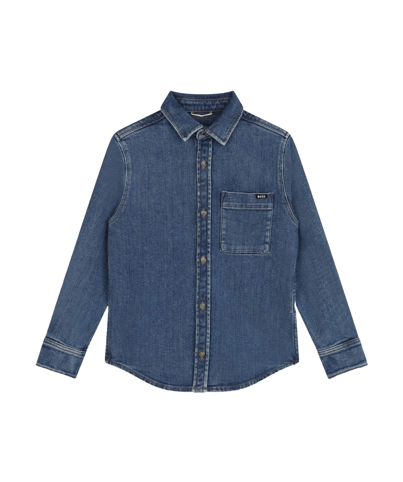 Hugo Boss Camicia Denim Con Applicazione In Blue