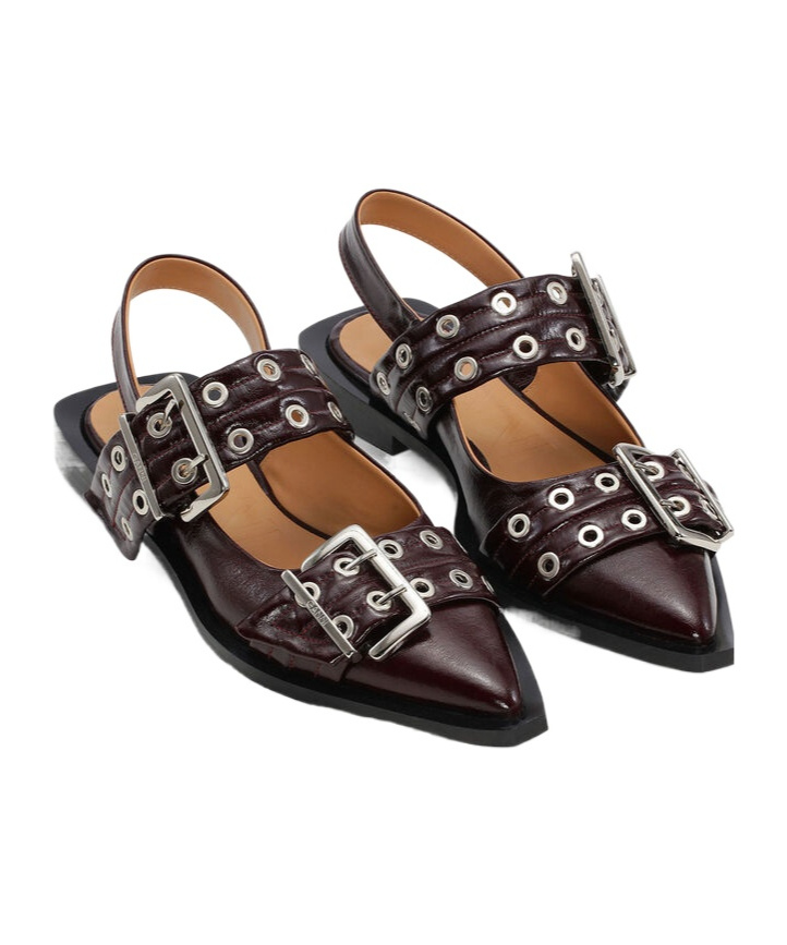 Ganni Feminine Buckle Eco-leather Slingback Pumps In Black