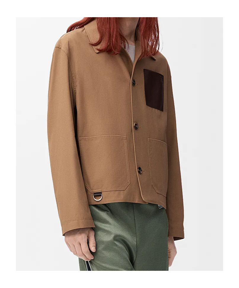 Loewe Cotton Jacket With Contrast Pocket And Front Pockets