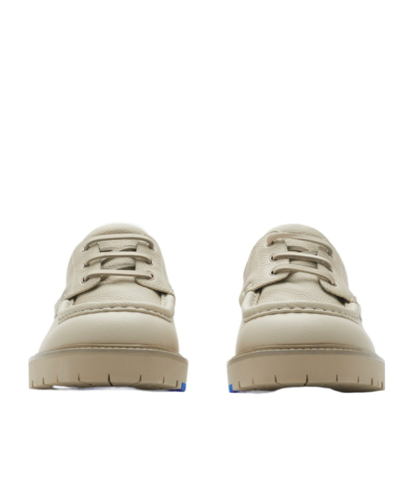 Burberry Leather Raft Boat Shoes In Nude