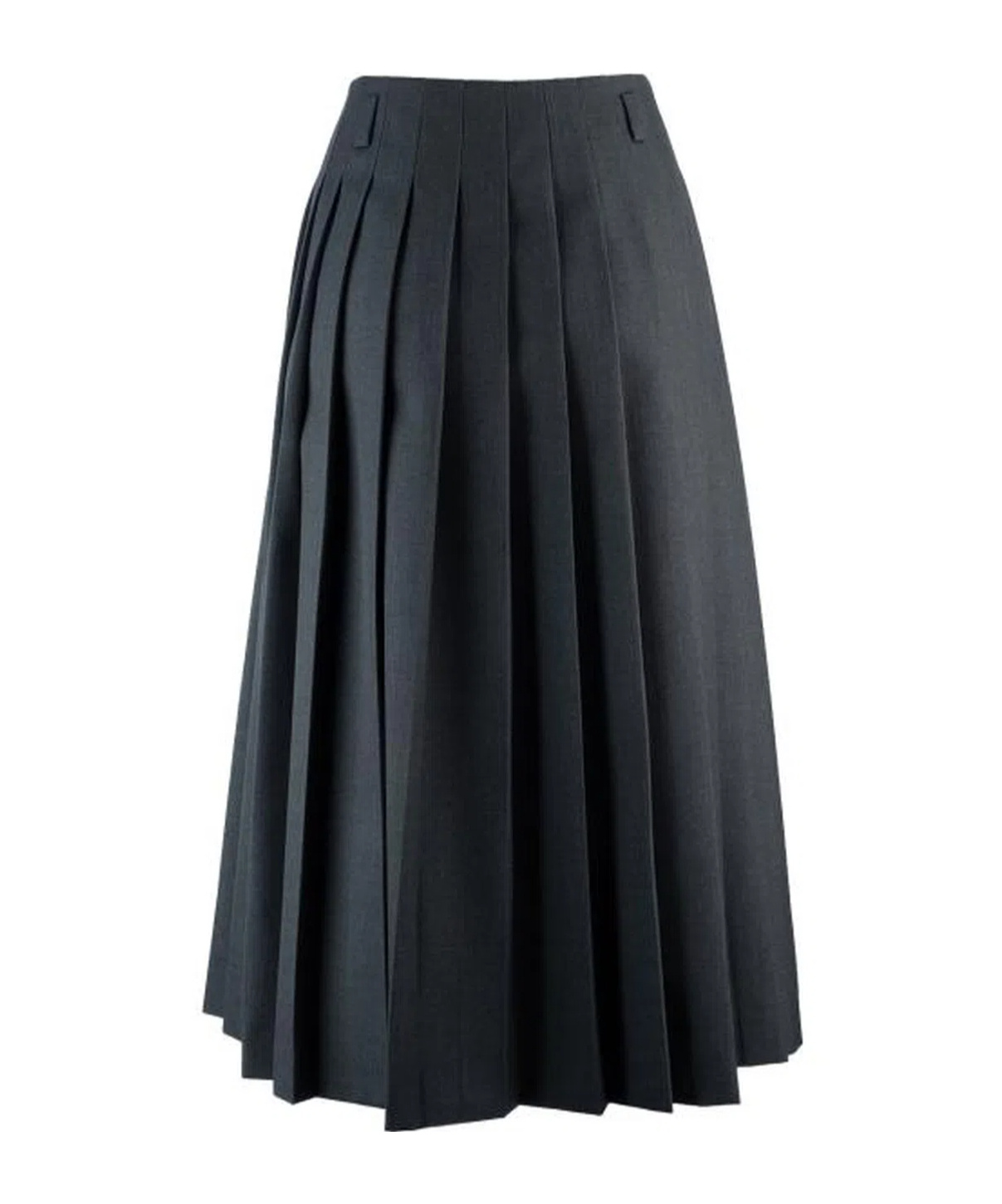 Prada Pleated Brooch Midi Skirt In Gray