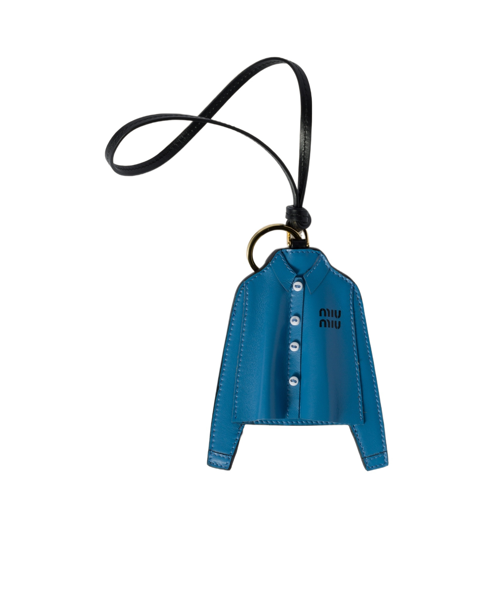 Miu Miu Leather Keychain Trick In Blue