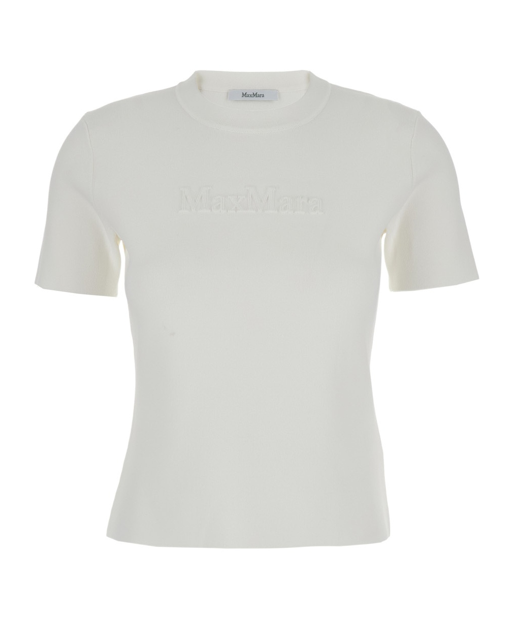 Max Mara White Viscose Blend Adelio T-shirt In White