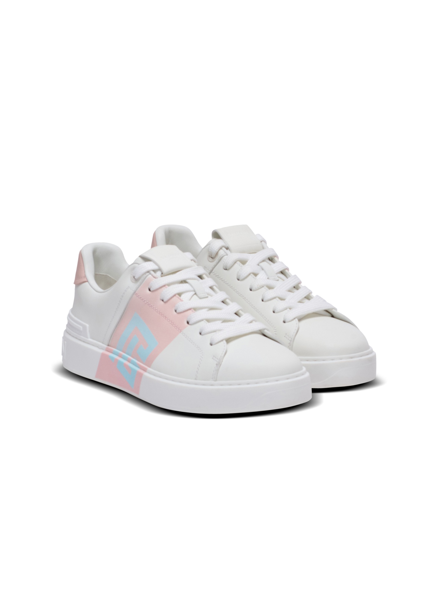 Balmain B-court Trainers In Calfskin In Multi